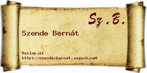 Szende Bernát névjegykártya